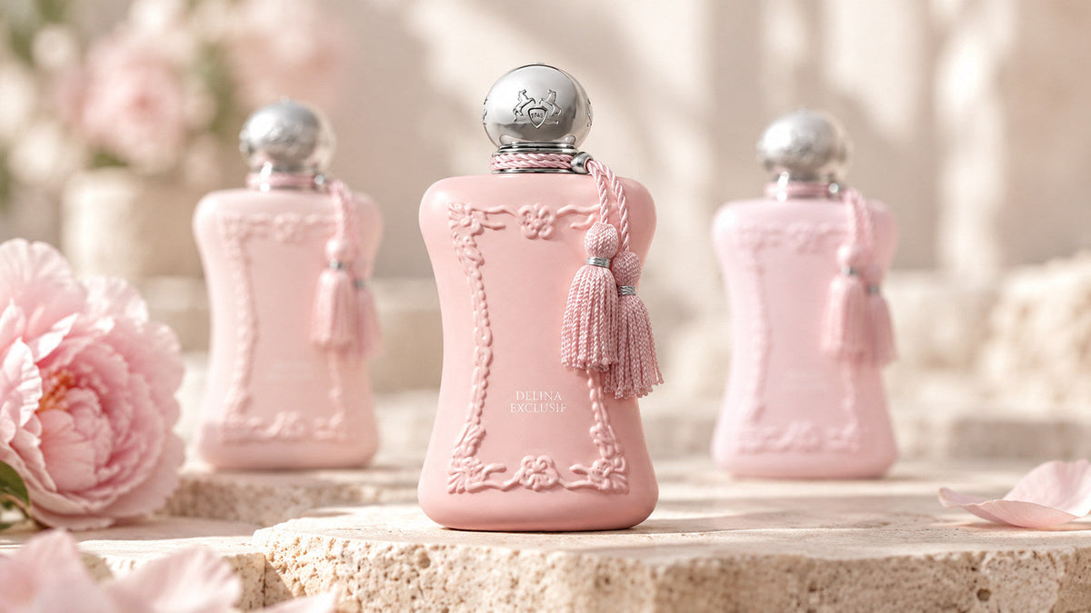 Tři podoby flakonu Parfums de Marly Delina