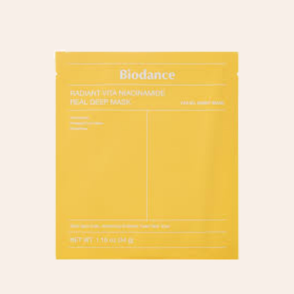 Biodance Radiant Vita Niacinamid Echt Tiefe Maske 34 ml