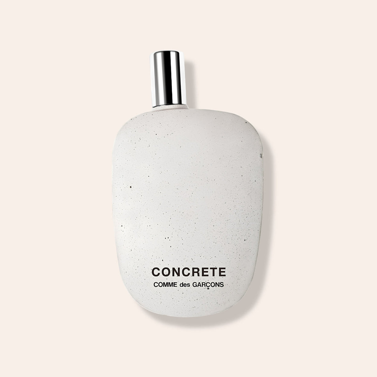 Comme des Garçons Concrete, šedý flakon s betonovým povrchem a stříbrným uzávěrem – MrRizz