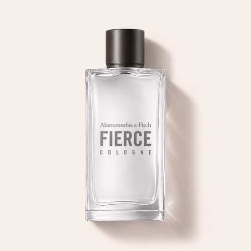 Flakon Abercrombie & Fitch Fierce EDC 200 ml na béžovém pozadí – MrRizz