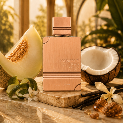 Al Haramain Amber Oud Gold Edition – zlaté zátiší s melounem, bergamotem, kokosem a vanilkou
