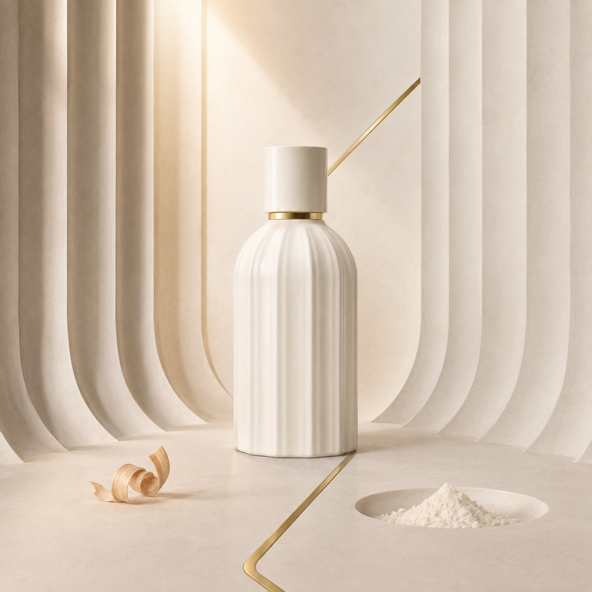 Amouage Line 618 v krémově bílé architektonické scéně se zlatou linií – MrRizz