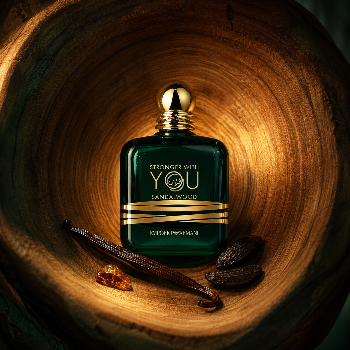 Emporio Armani Stronger With You Sandalwood v prohlubni teplého dřeva s vanilkovým luskem a tonkovými boby – MrRizz