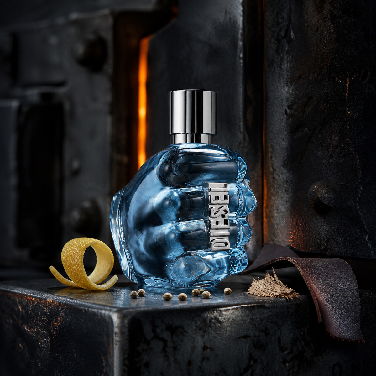 Diesel Only The Brave – industriální zátiší s citronem, kůží a cedrem – MrRizz