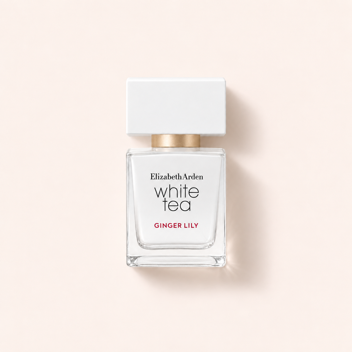 Flakon Elizabeth Arden White Tea Ginger Lily EDT 30 ml na béžovém pozadí – MrRizz