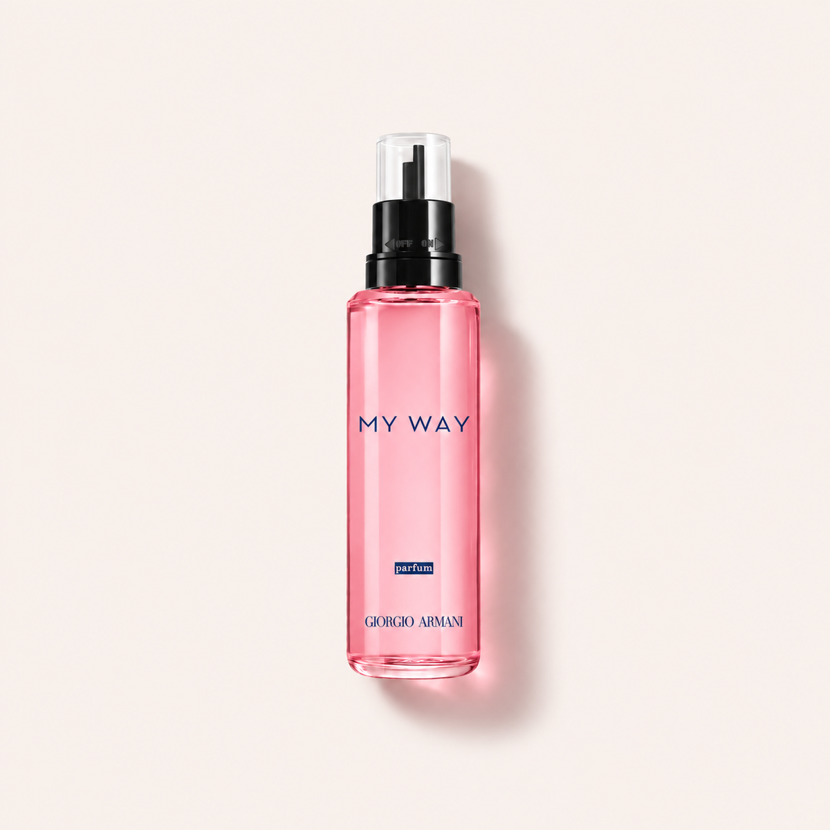 Náhradní náplň Giorgio Armani My Way Parfum 100 ml na béžovém pozadí – MrRizz