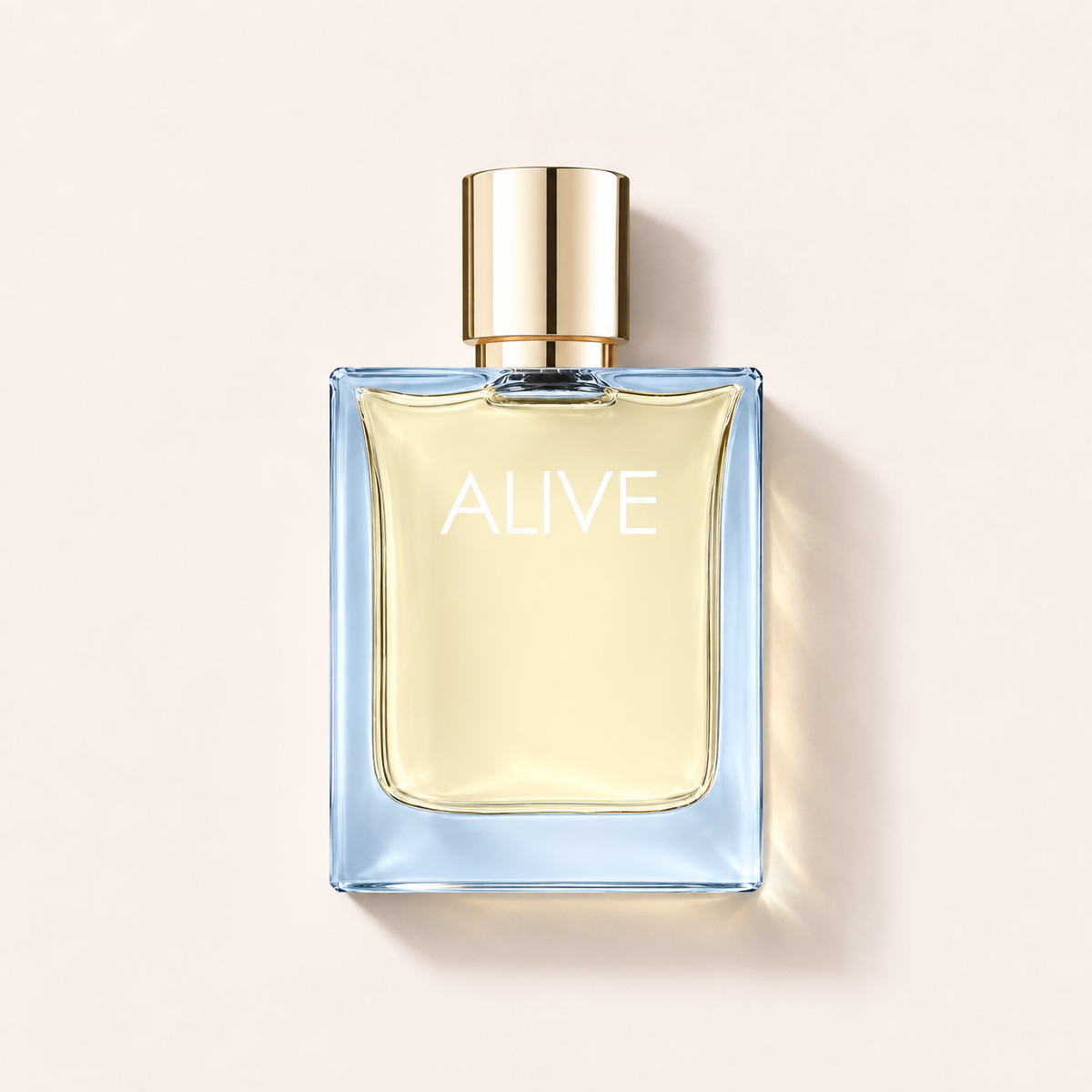 Flakon HUGO BOSS Boss Alive Sparkling Lavender EDP 50 ml z průsvitného modrého skla se zlatým uzávěrem – MrRizz
