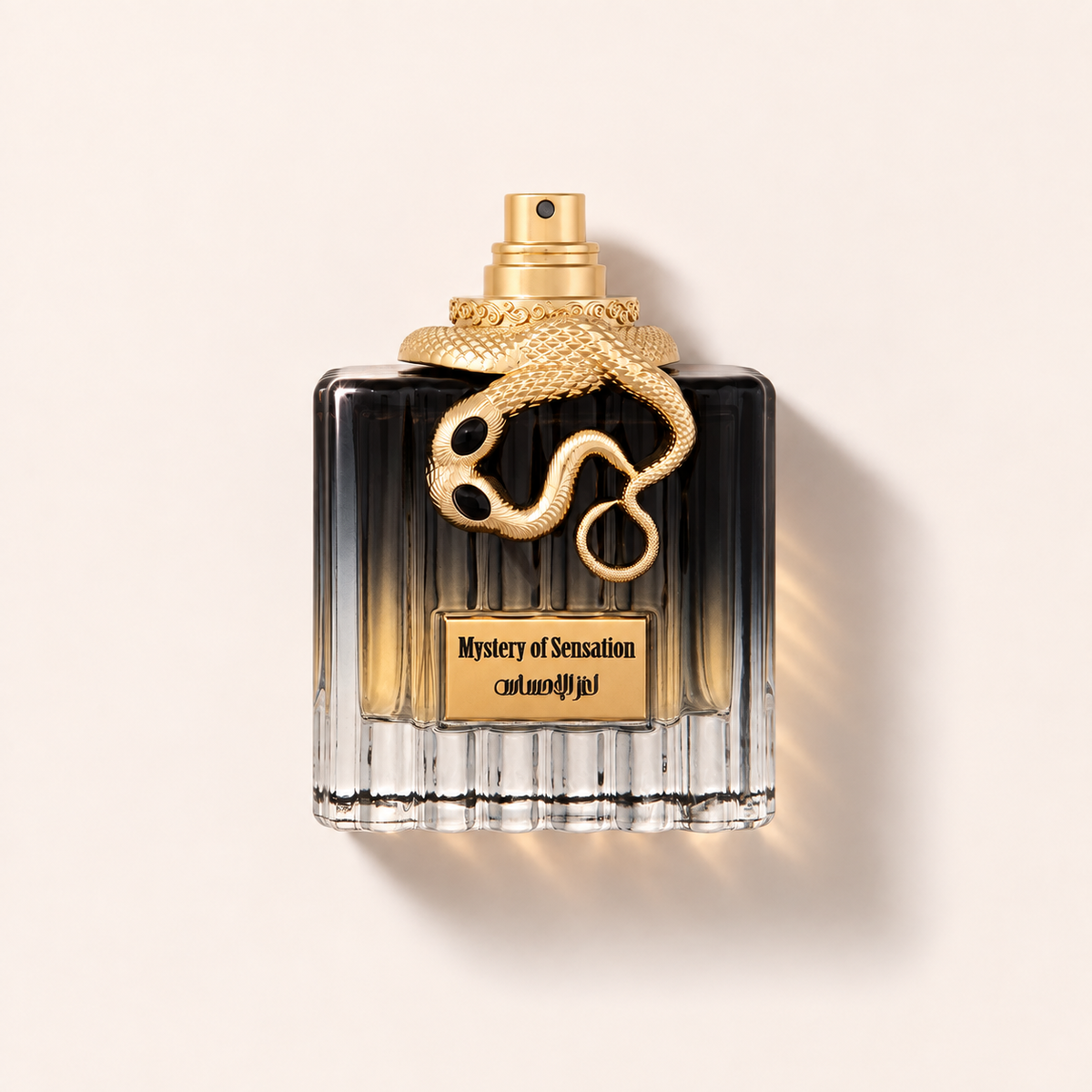 Tester Al Malakia Mystery Of Sensation EDP 100 ml v černém flakonu se zlatým hadím ornamentem – MrRizz