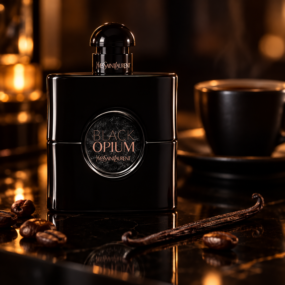 Yves Saint Laurent Black Opium Le Parfum 90 ml – produkt v prostředí