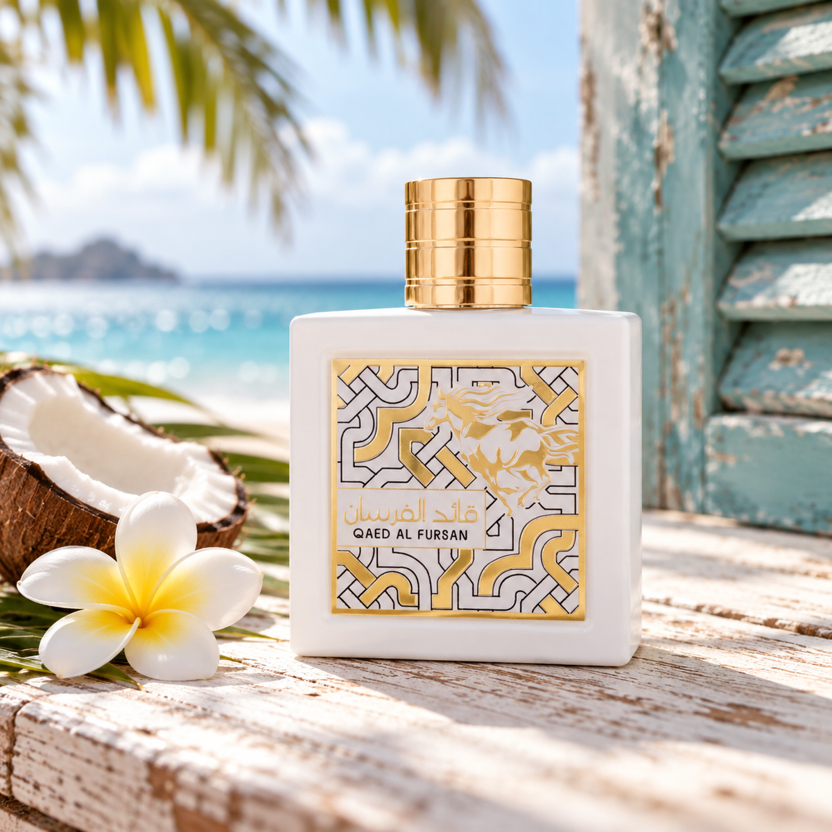 Lattafa Qaed Al Fursan Unlimited EDP 90 ml – produkt v prostředí
