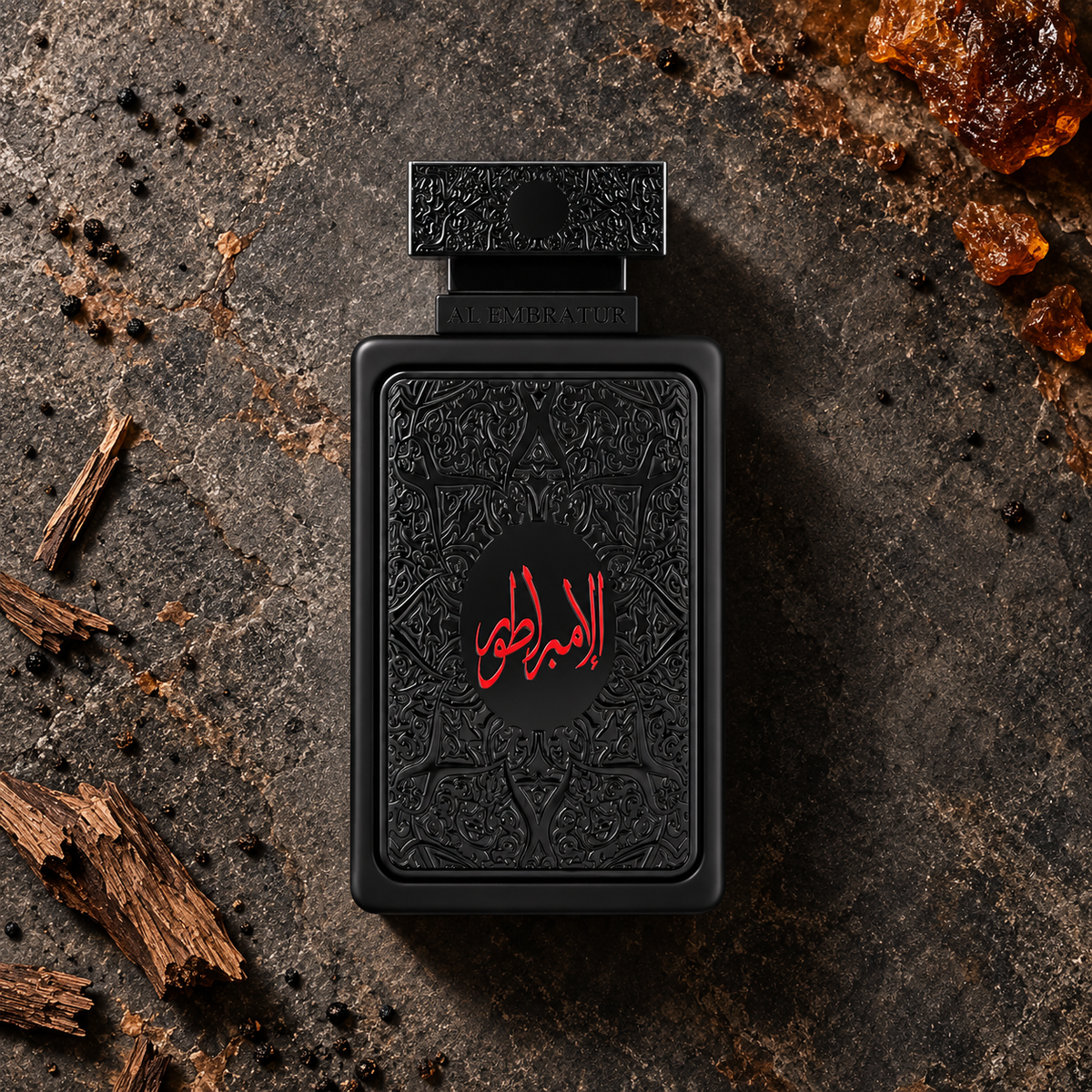 Zimaya Al Embratur Absolu 100 ml – parfém v prostředí, pohled shora s bočním stínem