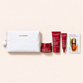 Clarins Super Restorative denní krém 50 ml, noční péče 15 ml, Total Eye Lift 7 ml, Double Serum 0,9 ml a taštička, dárková sada – MrRizz