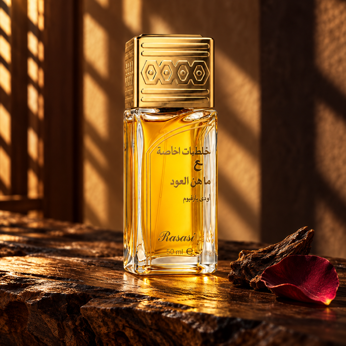 Rasasi Khaltat Al Khasa Ma Dhan Al Oudh 50 ml – produktová scéna – MrRizz
