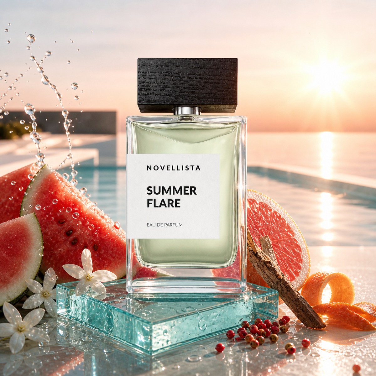 NOVELLISTA Summer Flare – letní zátiší s melounem, grapefruitem, jasmínem a růžovým pepřem – MrRizz