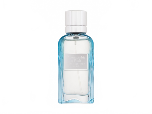 Flakon Abercrombie & Fitch First Instinct Blue EDP 30 ml na béžovém pozadí – MrRizz