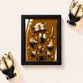 Parfémový obraz Paco Rabanne Invictus Elixir Parfum Intense v černém rámu – profesionální ilustrační fotografie