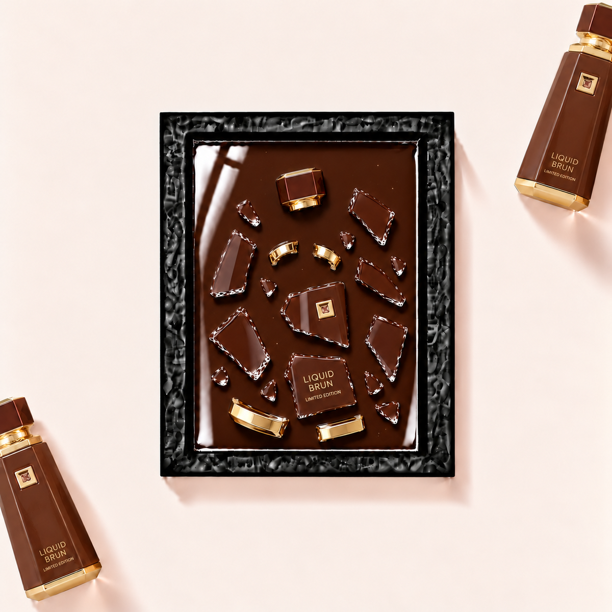 Parfemovy obraz French Avenue Liquid Brun Limited Edition v cernem ramu - ilustracni fotografie