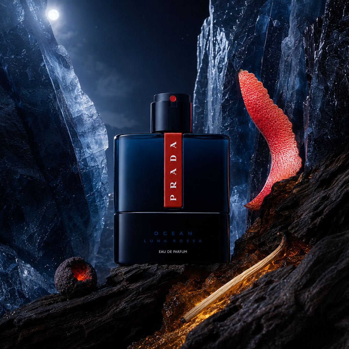 Prada Luna Rossa Ocean EDP – emocionální fotografie v polárním minerálním kaňonu – MrRizz