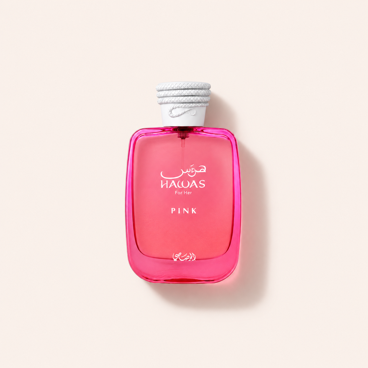Flakon parfémované vody Rasasi Hawas Pink 100 ml na světlém pozadí – MrRizz