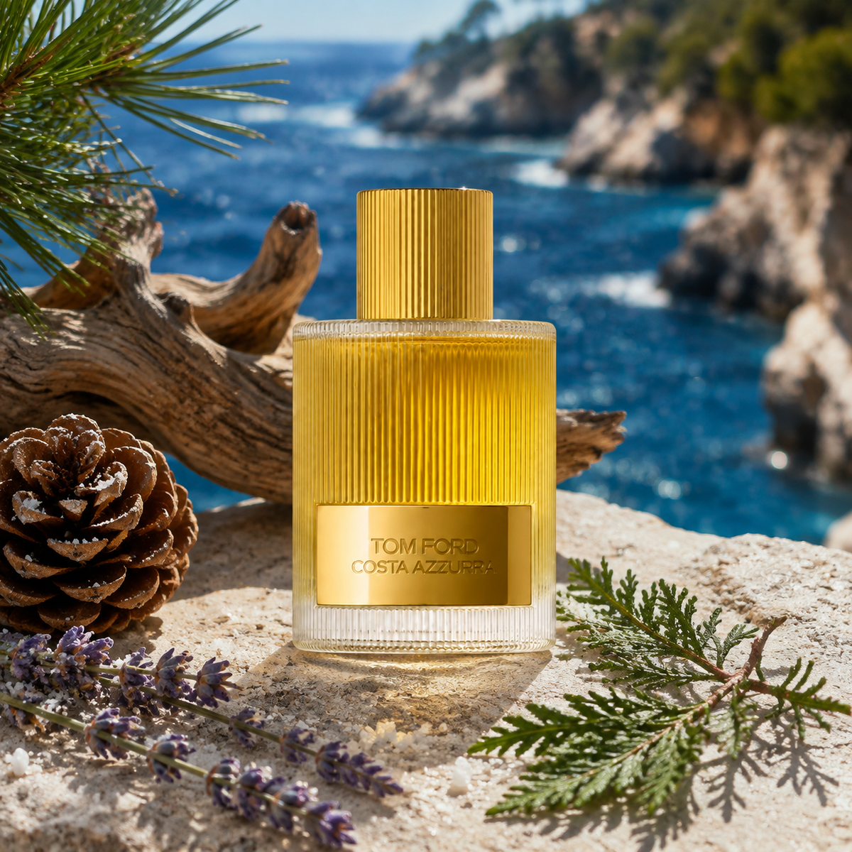 Tom Ford Costa Azzurra v emocionální středomořské scéně s borovicí, cypřišem a levandulí – MrRizz