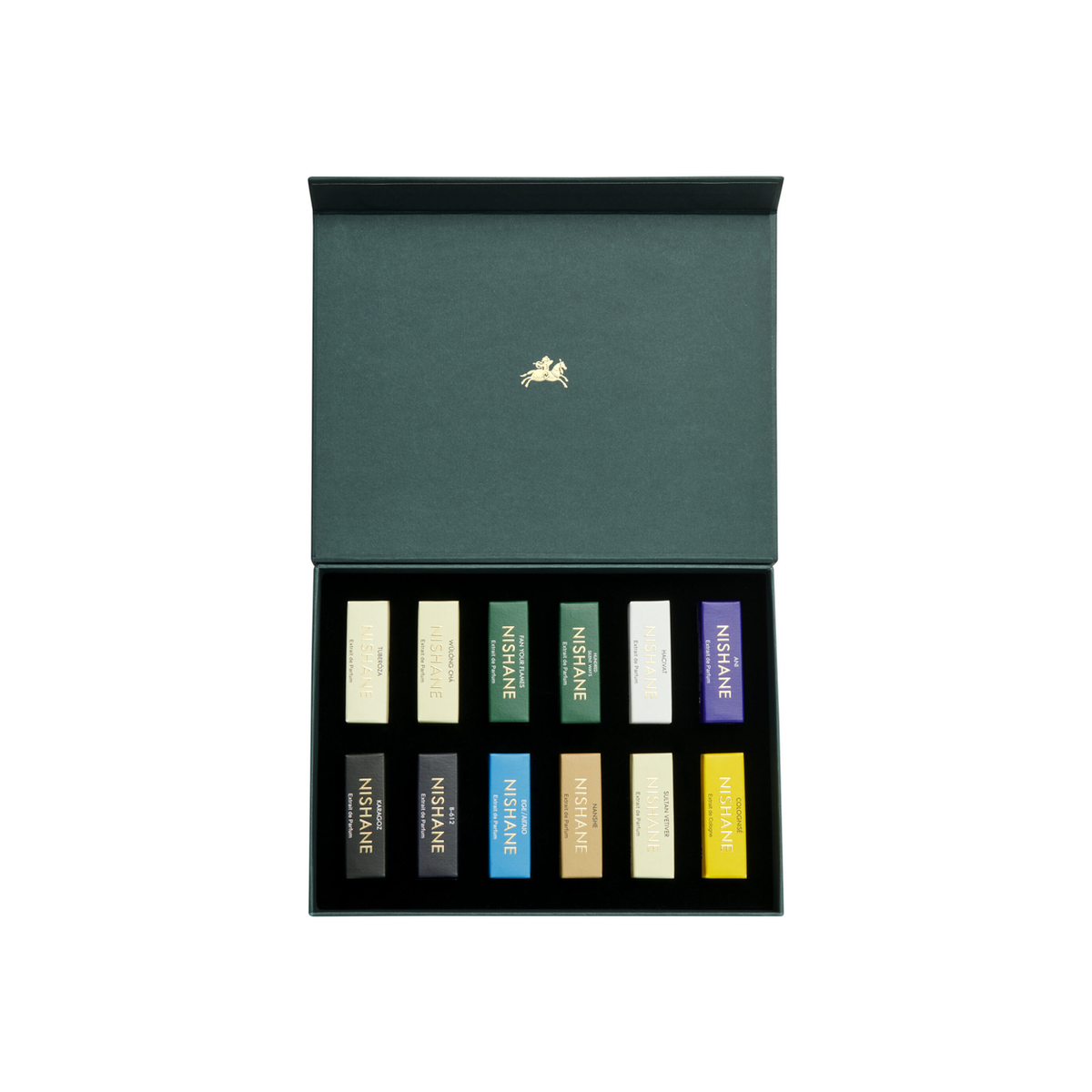 Nishane Discovery Set 12×2 ml – originální sada dvanácti vůní v otevřené kazetě
