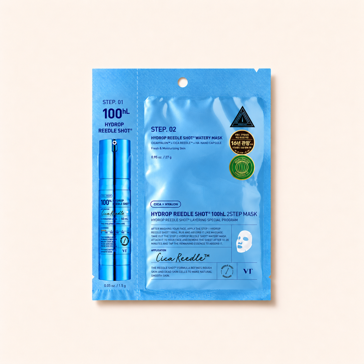 Produktová fotografie pleťové masky VT Cosmetics Hydrop Reedle Shot 100hL 2 Step – MrRizz