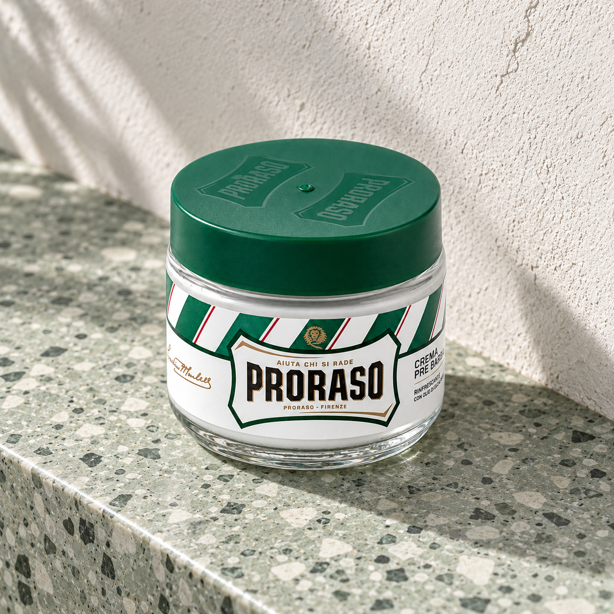 PRORASO Green Pre-Shave Cream 100 ml – atmosférická fotografie – MrRizz