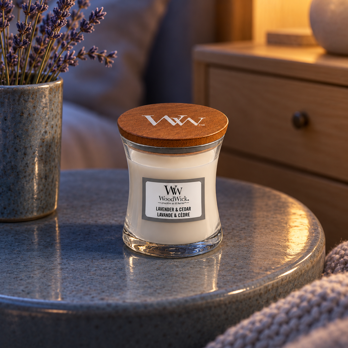WoodWick Lavender & Cedar 85 ml – atmosférická fotografie – MrRizz