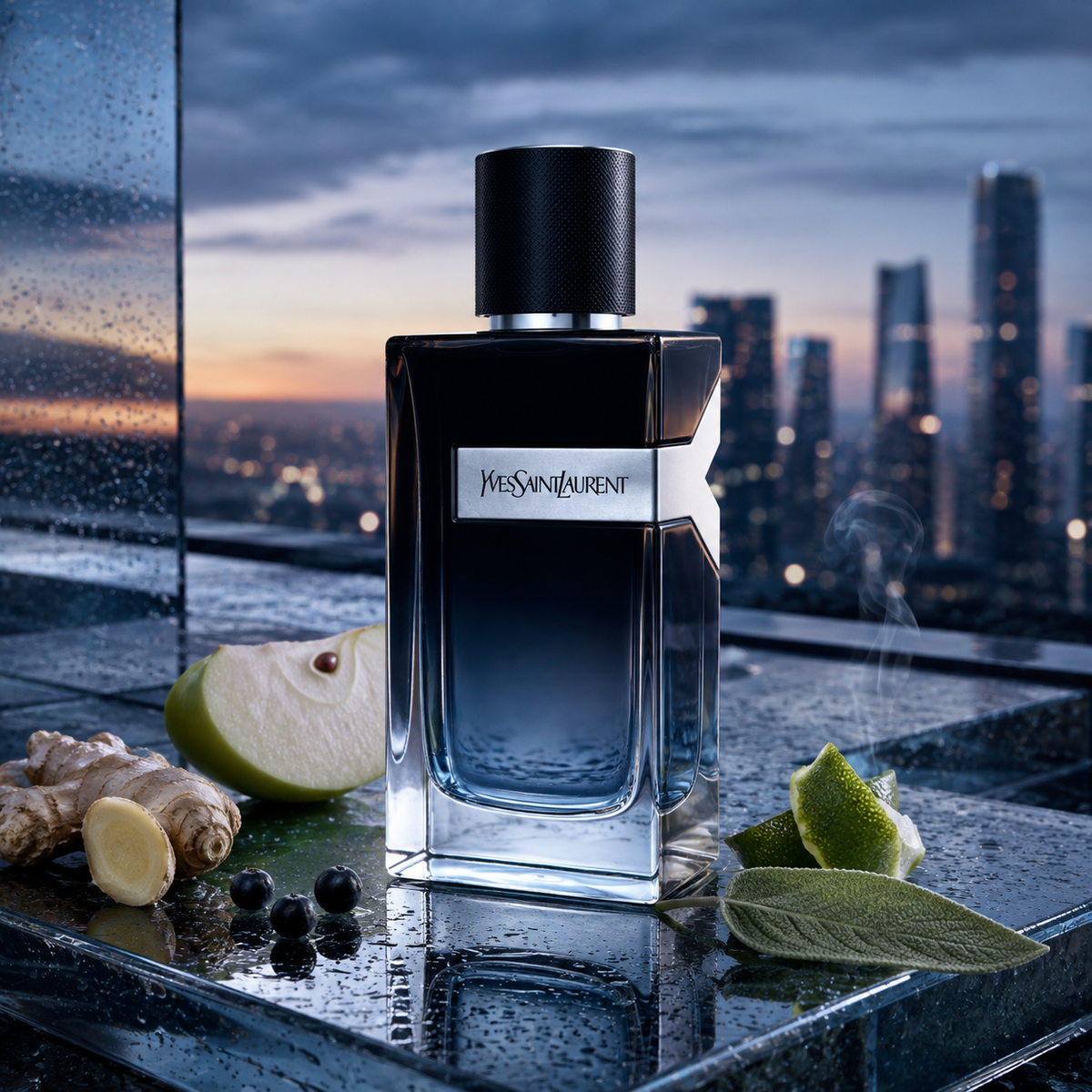 YSL Y EDP – městské modré zátiší s jablkem, zázvorem, bergamotem a šalvějí – MrRizz