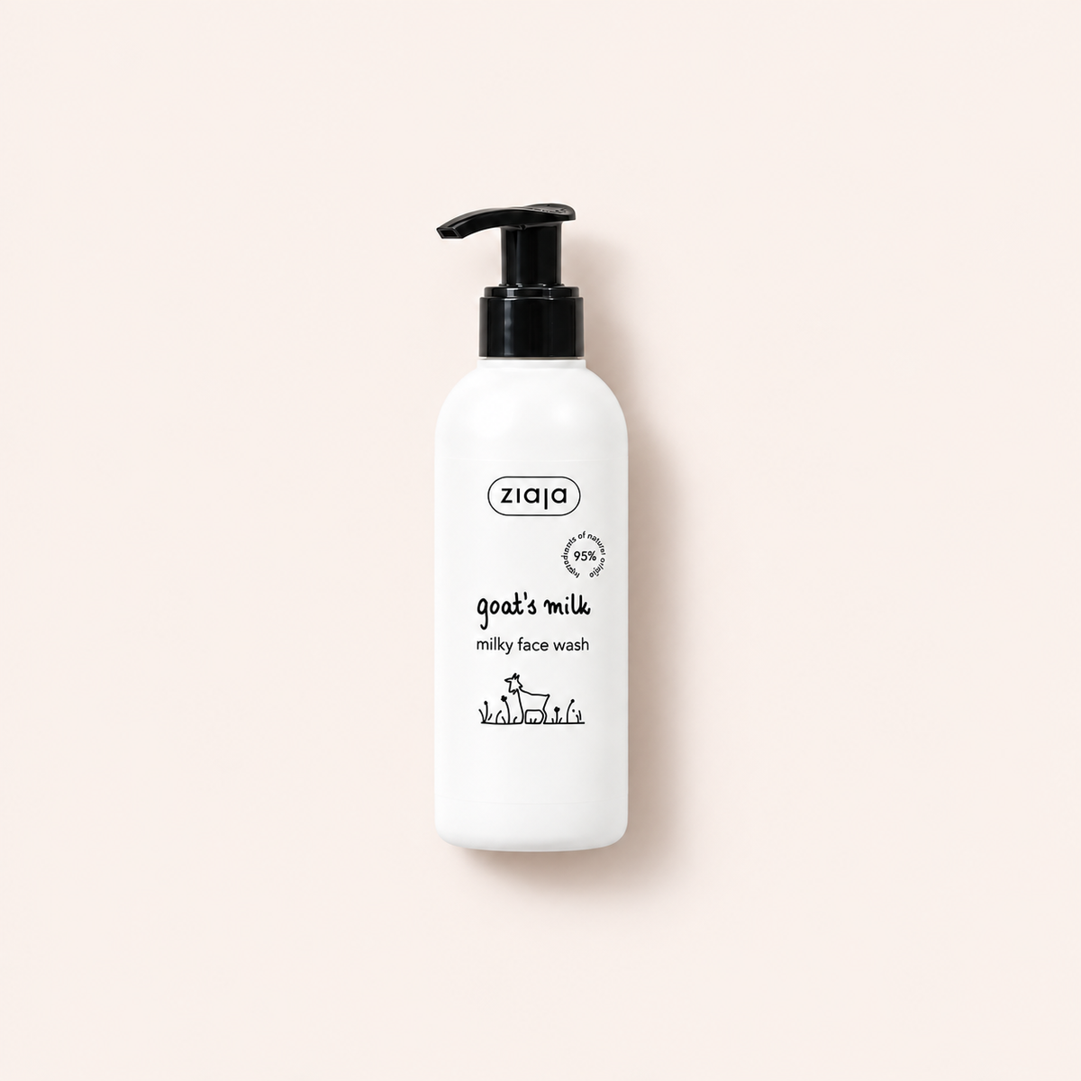 Ziaja Goat’s Milk čisticí gel na obličej 200 ml na béžovém pozadí – MrRizz
