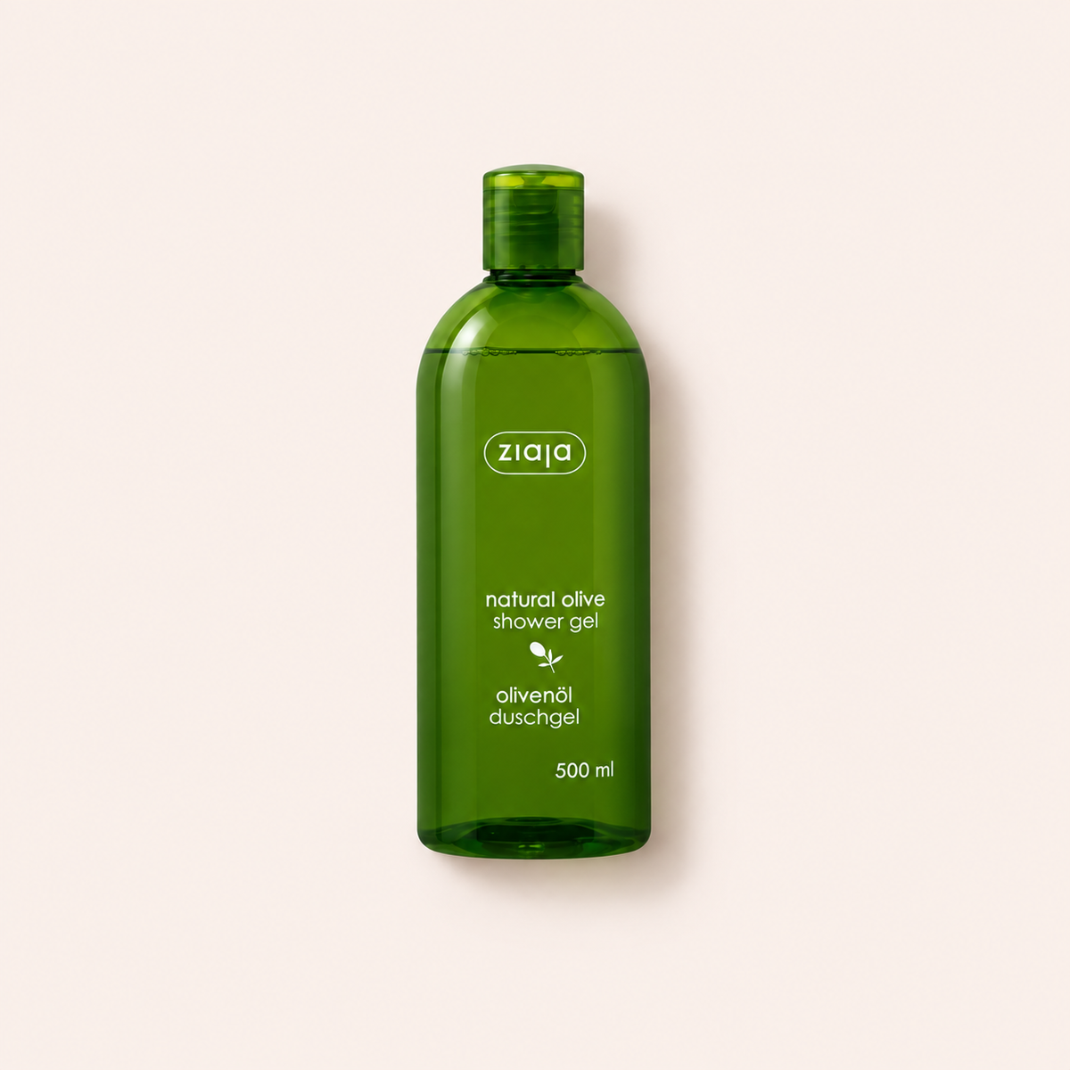 Ziaja Natural Olive sprchový gel 500 ml na béžovém pozadí – MrRizz